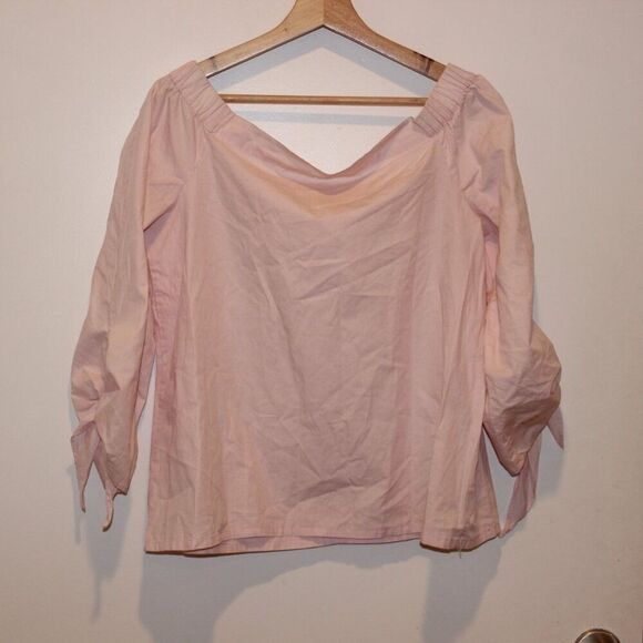 Free People Light Pink Long Sleeve Off The Shoulder Blouse Women's Size S - Picture 10 of 10